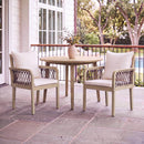 Outdoor Patio Acacia Wood Chairs With Woven Rope Arms (Set of 2)