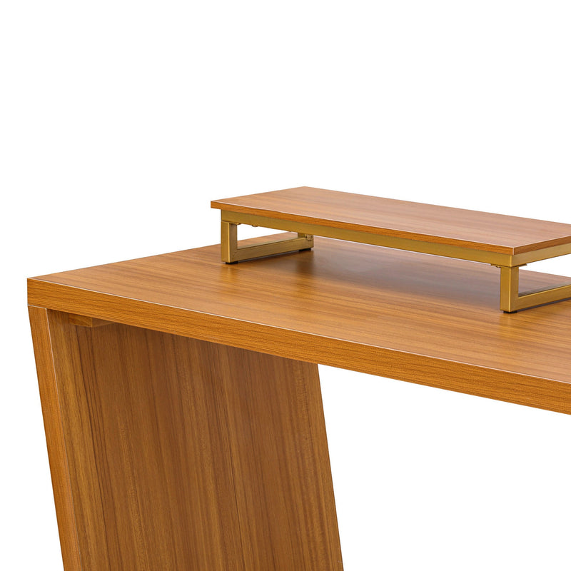 Walker Edison | Modern Wooden 63" Writing Desk with Monitor Stand