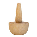 Cement Round Water Fountain With Light And Pump - Beige / Yellow by Unique Piece Furniture