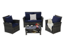 4 Pieces Outdoor Patio Furniture Set with Rattan Chairs and Tempered Glass Table by HouseOfZazla