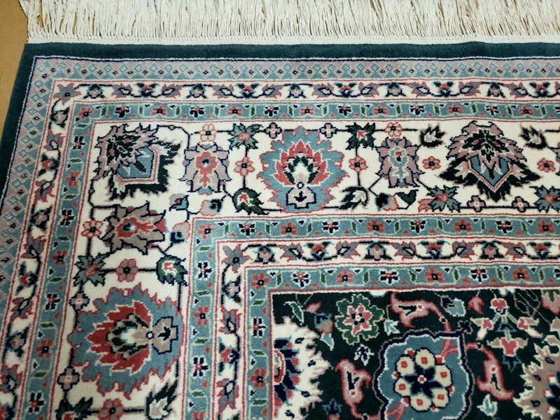 8' X 10' Handmade Indian Oriental Wool Rug Carpet Organic Dye Forest Green Nice