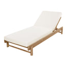 Light Teak Acacia Wood Chaise Lounge Set: 1 Frame + 1 Cushion