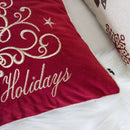 Red Velvet Holiday Pillow with Gold Embroidery