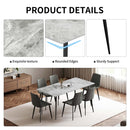 Dining Table with Sintered Stone Tabletop and Metal Legs, 70' Rectangular Modern Kitchen & Dining Room Table