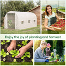 15' x 7' x 7' Walk-In Tunnel Greenhouse, Large Garden Hot House Kit with 6 Roll-up Windows & Roll Up Door, Steel Frame, White
