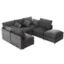 85.4' Sectional Sofa Modular Sofa U-shaped Sofa Couch Sofa Bed L-shaped Sofa with a Movable Ottoman and Two USB Ports for Living Room, Black