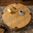 Round Coffee Table with Solid Wood for Living Room