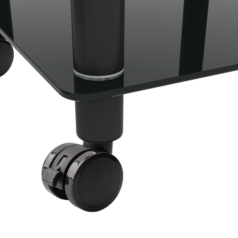 2-Piece Black Side Table, 2-Tier Space End Table, Modern Night Stand, Sofa table, Side Table with Storage Shelve