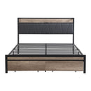 Modern Bed Frame With LED Lights, Upholstered Headboard, USB Charging by Unique Piece Furniture