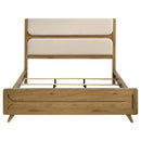 Bennett 62-inch California King Upholstered Panel Bed Cream and Light Oak