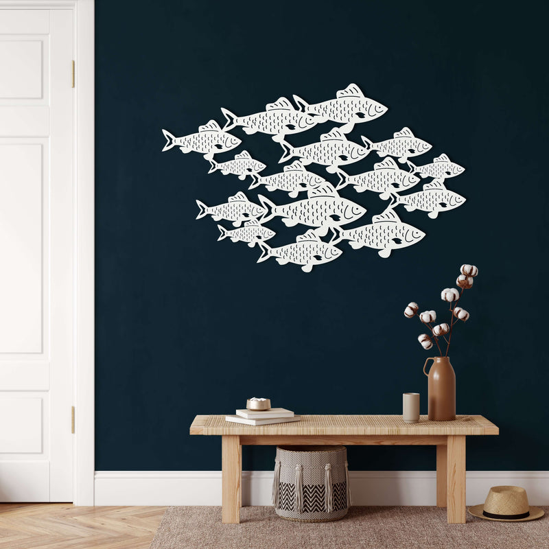 Fish Shoal Metal Wall Art