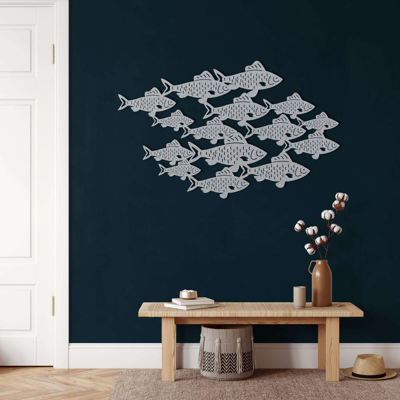 Fish Shoal Metal Wall Art