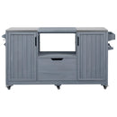 K&K 66.5' Outdoor Kitchen Island for Big Green Egg Grills, Solid Wood Outdoor Grill Cart for Tabletop Grill with Stainless Steel Top, Drawer, Compatible with Large Big Green Egg, Kamado Joe- Grey Blue by Montret
