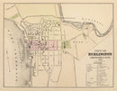 Vintage Map of Burlington, Vermont 1873