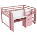 Low Loft Bed With Built In Desk, Storage Cabinets, Open Bookcase And Doodle board by HouseOfZazla