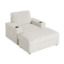 Oversized Chaise Lounge Indoor Rabbit Fur Sofa Bed With Storage Ottoman And Armrests Cup Holders With Deep Seat by Unique Piece Furniture