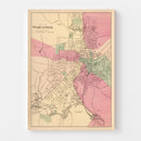Vintage Map of Worcester, Massachusetts 1871