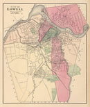 Vintage Map of Lowell, Massachusetts 1871