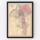 Vintage Map of Lowell, Massachusetts 1871