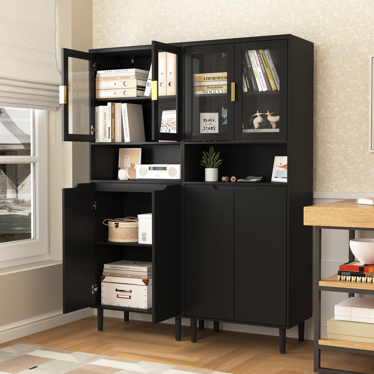 Tempered Glass Door Tall Storage Bookcase, photo 7 of 10