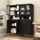 Tempered Glass Door Tall Storage Bookcase