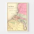 Vintage Map of Fall River, Massachusetts 1871