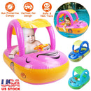 Baby Inflatable Pool Float Car Shaped Toddler Swimming Float Boat Pool Toy Infant Swim Ring Pool with Sun Protection Canopy for 1-3 Year-Old Kids Infa
