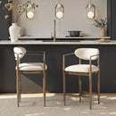 Artemis - Mixed Material Upholstered Counter Stool - Warm White by HouseOfZazla