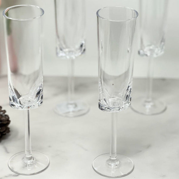 Oval Halo Unbreakable Plastic Champagne Flutes (Set of 4), Acrylic Wedding Mimosas Glasses, 4Oz - Clear, photo 2 of 5