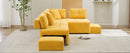 91.73" L-shaped Sofa Sectional Sofa Couch with 2 Stools and 2 Lumbar Pillows for Living Room, Yellow