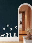 Cats and Birds Metal Wall Art