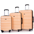 3 Piece Luggage Sets PC Lightweight & Durable Expandable Suitcase with Two Hooks, Spinner Wheels, TSA Lock, (21/25/29) Peach