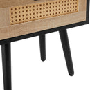 15.75" Rattan End Table With Drawer And Solid Wood Legs, Modern Nightstand, Side Table For Living Room, Bedroom by HouseOfZazla