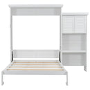 Queen Size Murphy Bed With Louvered Design And Multiple Storage Shelves - White by HouseOfZazla
