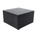 6 Pieces PE Rattan sectional Outdoor Furniture Cushioned Sofa Set with 3 Storage Under Seat Black Wicker + Dark Grey Cushion