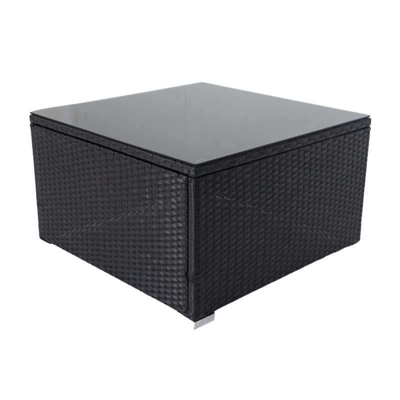 6 Pieces PE Rattan sectional Outdoor Furniture Cushioned Sofa Set with 3 Storage Under Seat Black Wicker + Dark Grey Cushion