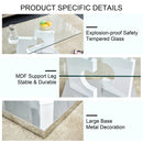 A rectangular modern and fashionable coffee table with tempered glass tabletop and white MDF legs. Suitable for living room.47.2"x25.5"x18"