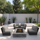 Contemporary Patio Seating Set With Fire Pit by HouseOfZazla