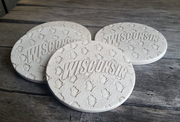 Wisconsin Drink Coasters, installed in a room