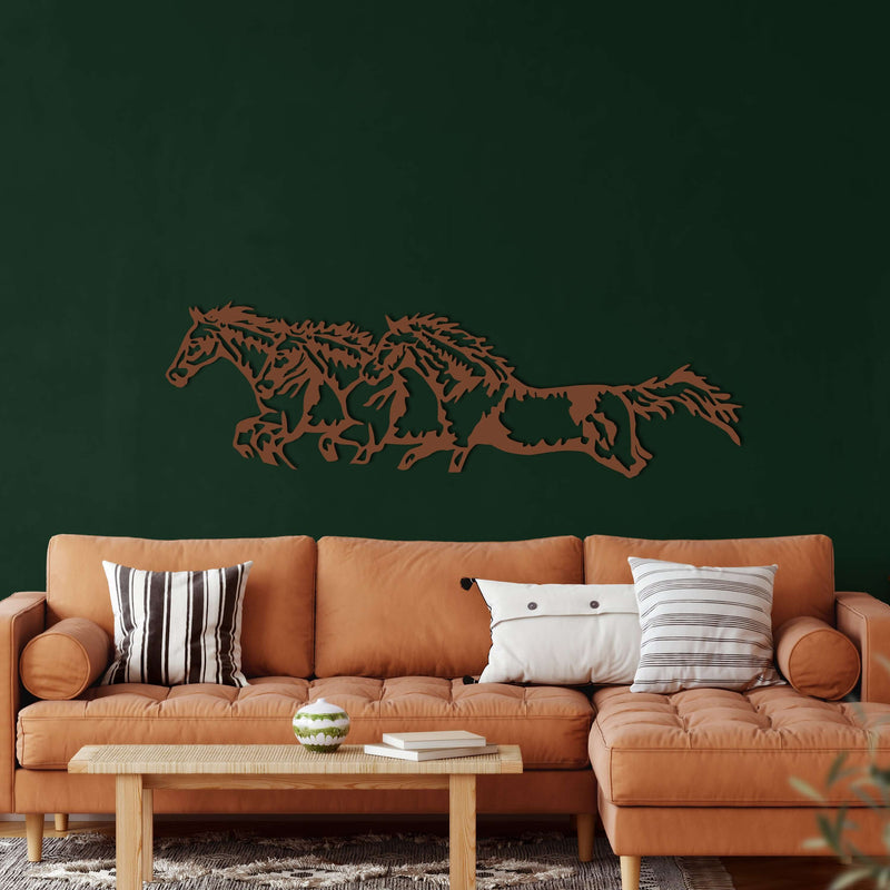 Running Horses Metal Wall Art