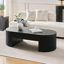 51.18'' Oval Wood Coffee Table With Drawer  Mid Century Modern Coffee Table Unique Coffee Table for Living Room Furniture, Tea Table BLACK