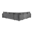 Modular 5 Seat U-Shape Sectional Sofa With Chaise Lounge, Built In Cup Holders And Storage Drawer