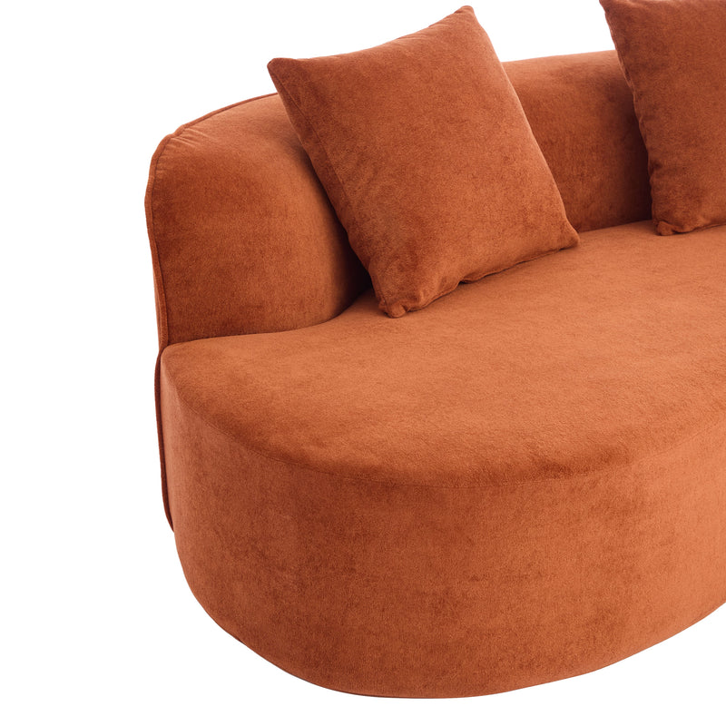 126" Curved Sectional Sofa (Dark Orange-D28 Full Foam), photo 10 of 10
