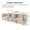 Modern Light Coffee Chenille Sofa Set of 3