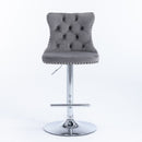 Swivel Barstools Adjusatble Seat Height From 25-33", Modern Upholstered Base Bar Stools With Backs Comfortable Tufted For Home Pub And Kitchen Island (Set of 2)