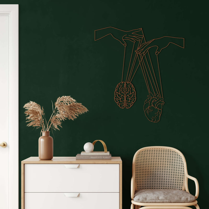 Brain and Heart Metal Wall Art