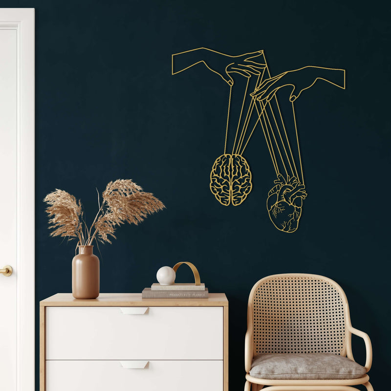 Brain and Heart Metal Wall Art