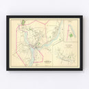 Vintage Map of Norwich, Connecticut 1893