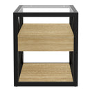 Set of 2 Modern End Tables with Drawer - Nightstands for Bedroom & Living Room