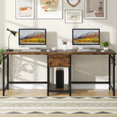 2 Person Computer Desk With Drawers And Shelves, Extra Long Double Workstation by HouseOfZazla